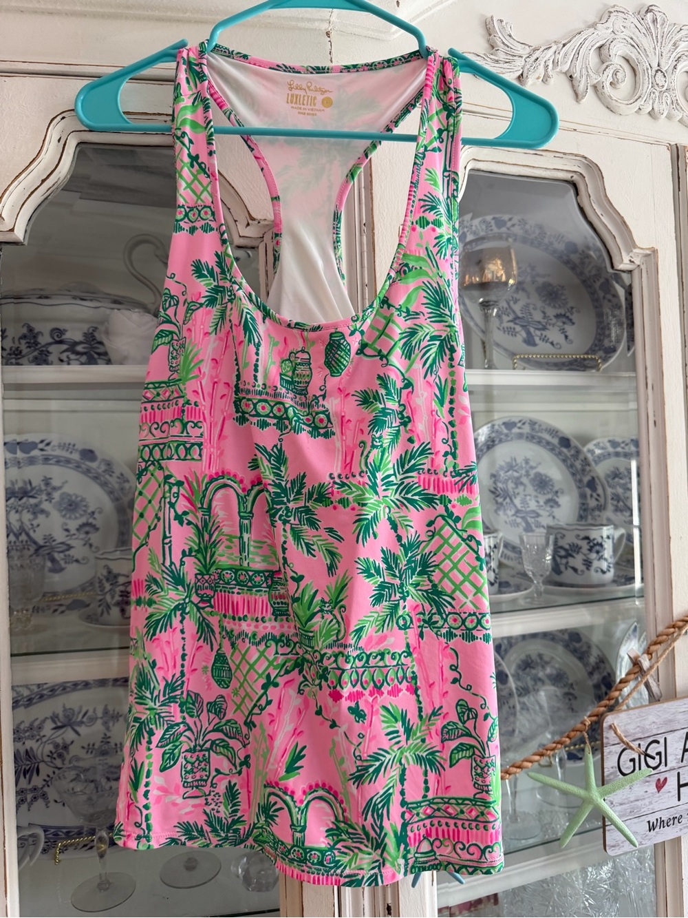 Lilly Pulitzer Pink & Green Tropical Swim Tank